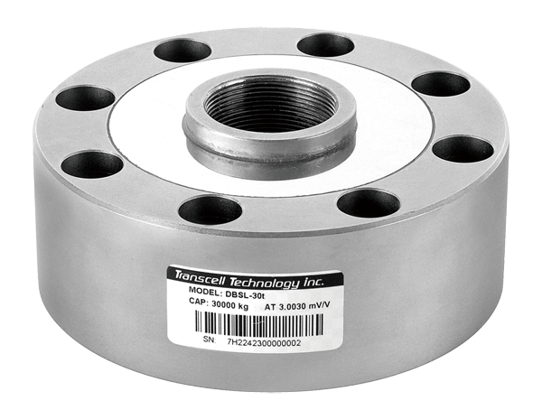 the DBSL pancake compression disk load cell from Transcell used in force measurement and weight sensor applications