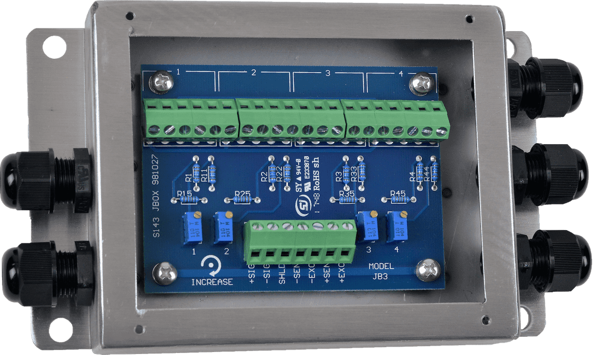 a junction box that is housed in a stainless steel enclosure