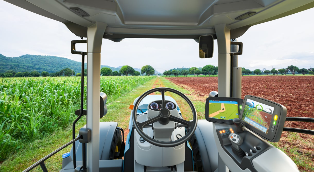 Concept of autonomous tractor in cornfield